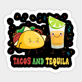 Mexican Tacos And Tequila Cinco De Mayo Mexican Food Tacos Sticker